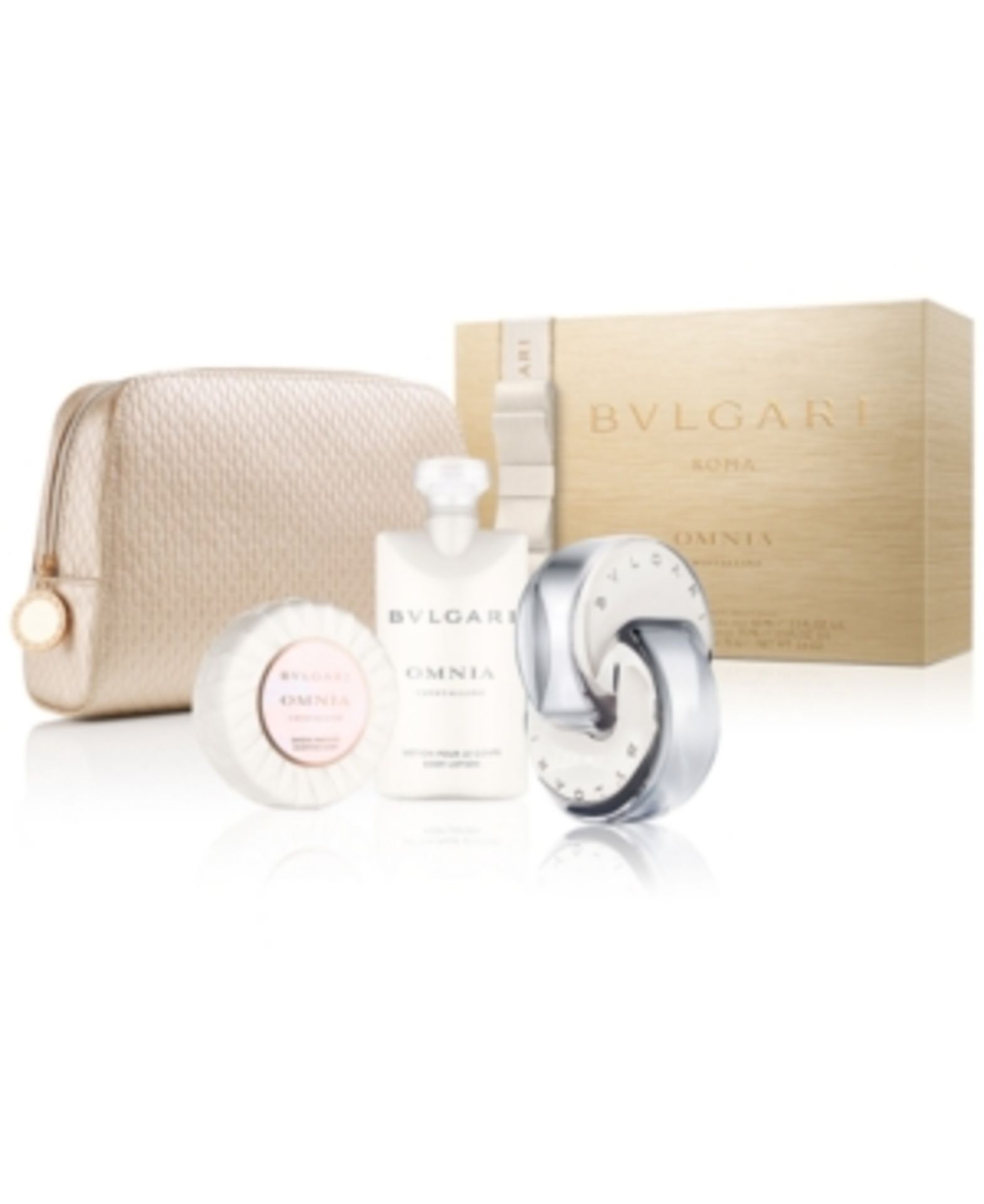V Brand New Bvlgari Omnia Chrystalline Gift Set Including Beauty Pouch EDT Spray (65ml) Body