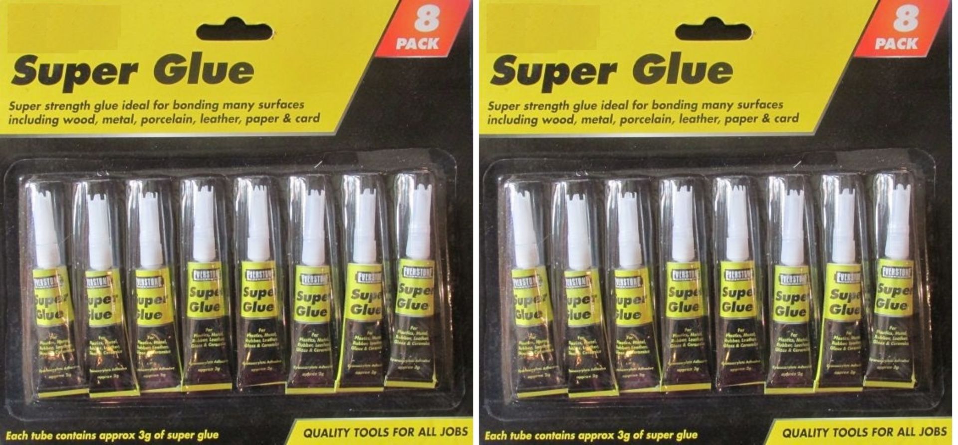 V Brand New 3 Packs Of 8 x 3gram Super Glue - For Bonding Wood/Metal/Porecelain/Paper Etc