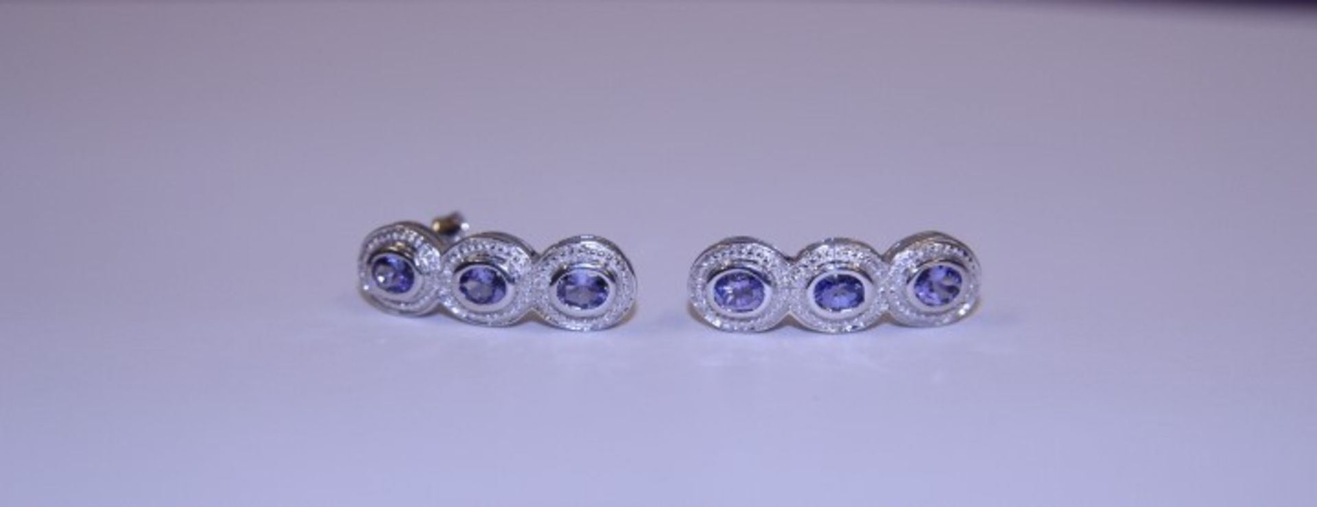 Brand New Pair WM Purple Topaz & Diamond Drop Earrings