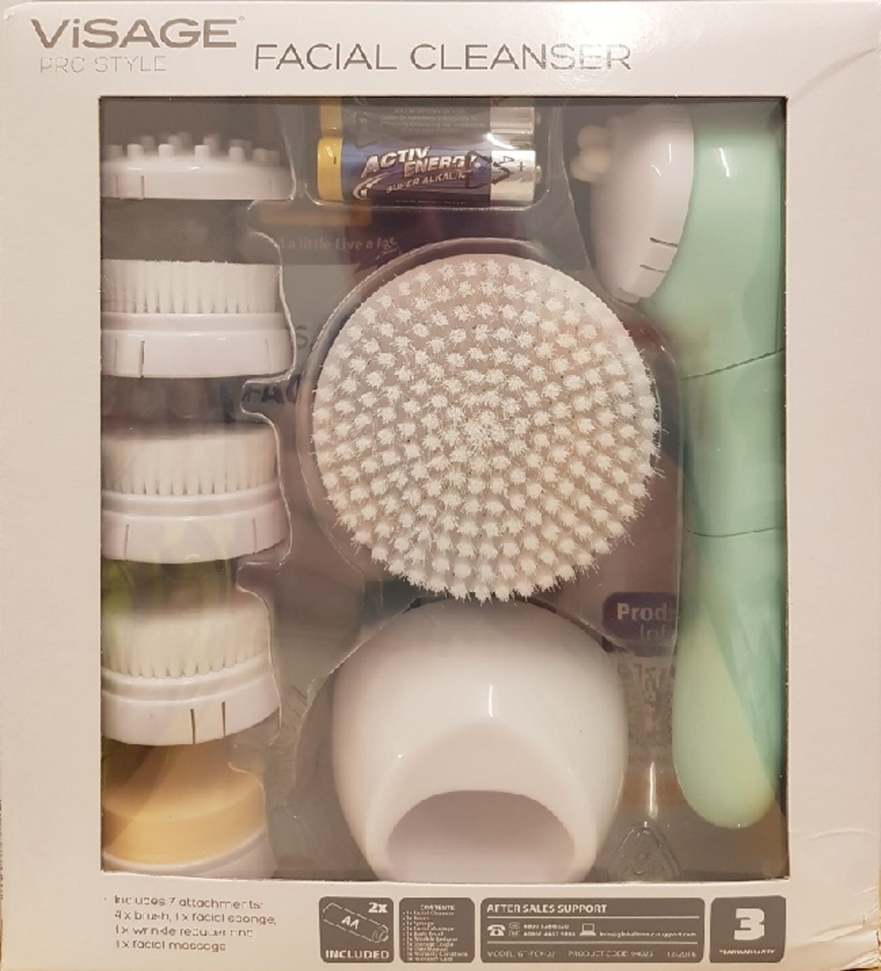 V Brand New Visage Pro Style Facial Cleanser-4 Brushes-1 Facial Sponge-1 Wrinkle Reducer-1 Facial - Image 2 of 2