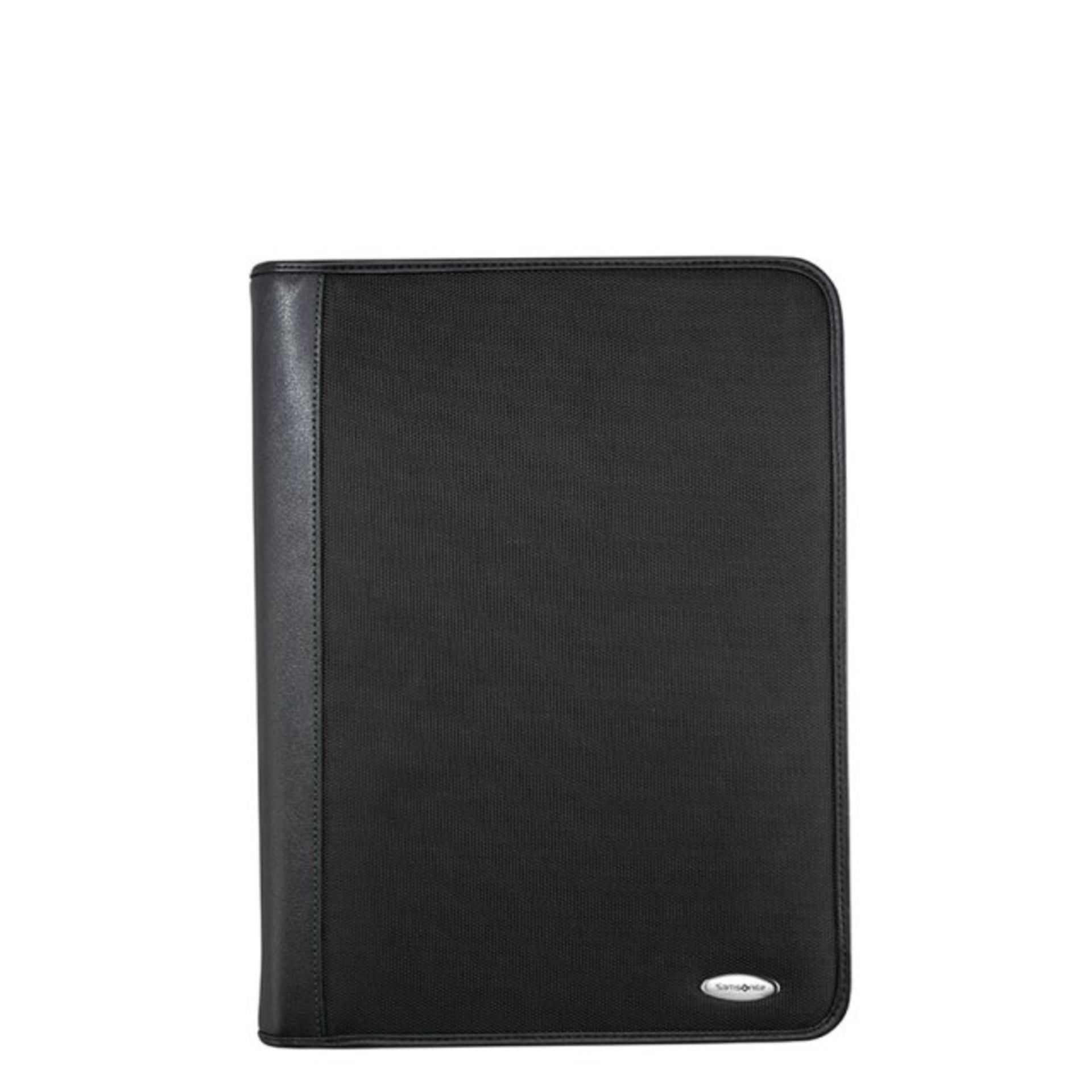 V Brand New Samsonite Canvas & Black Leather Executive Folder With-Pen Pocket-Card Pockets-Writing