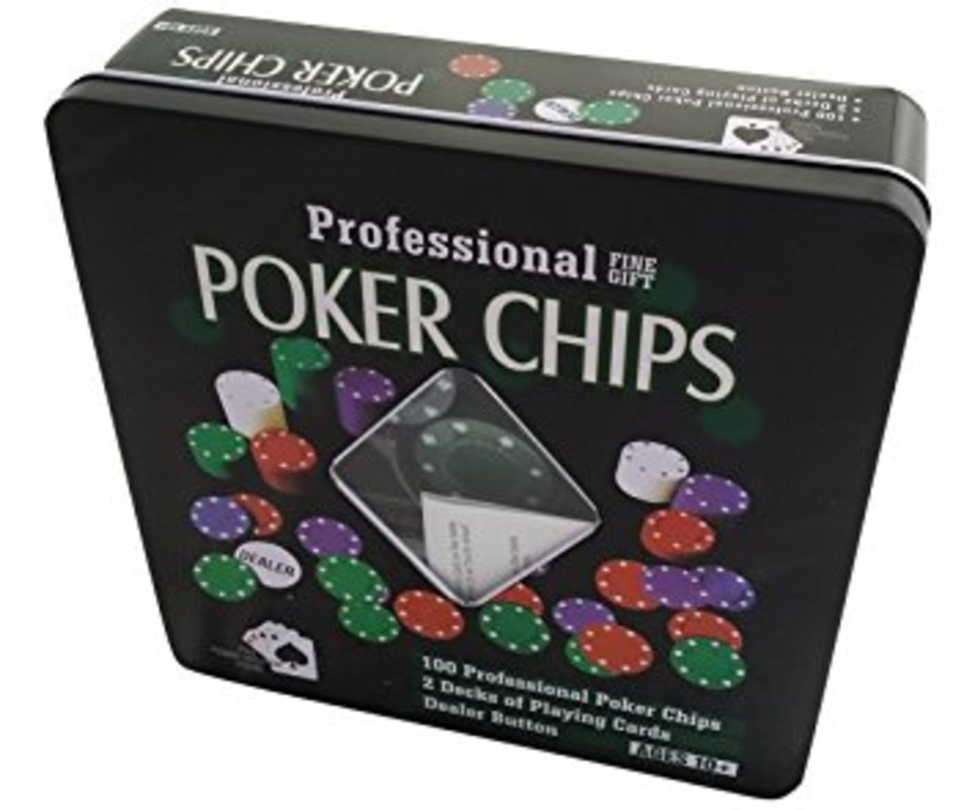 V Brand New Professional Poker Chips With 100 Poker Chips - 2 Decks Of Playing Cards And A Dealer