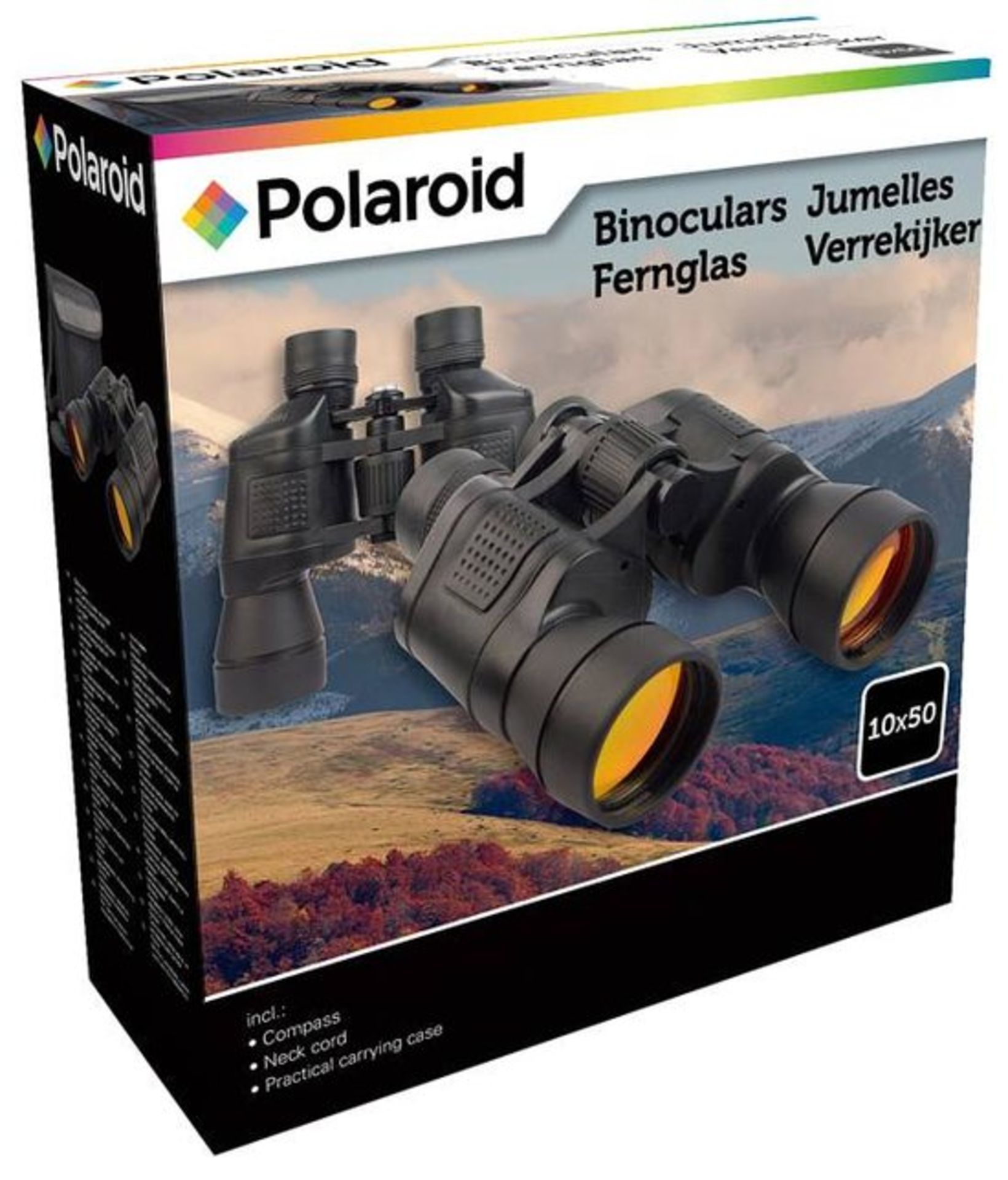 V Brand New Polaroid 10x50 Binoculars with Compass - Neck Cord and Carry Case - Online Price 65.90