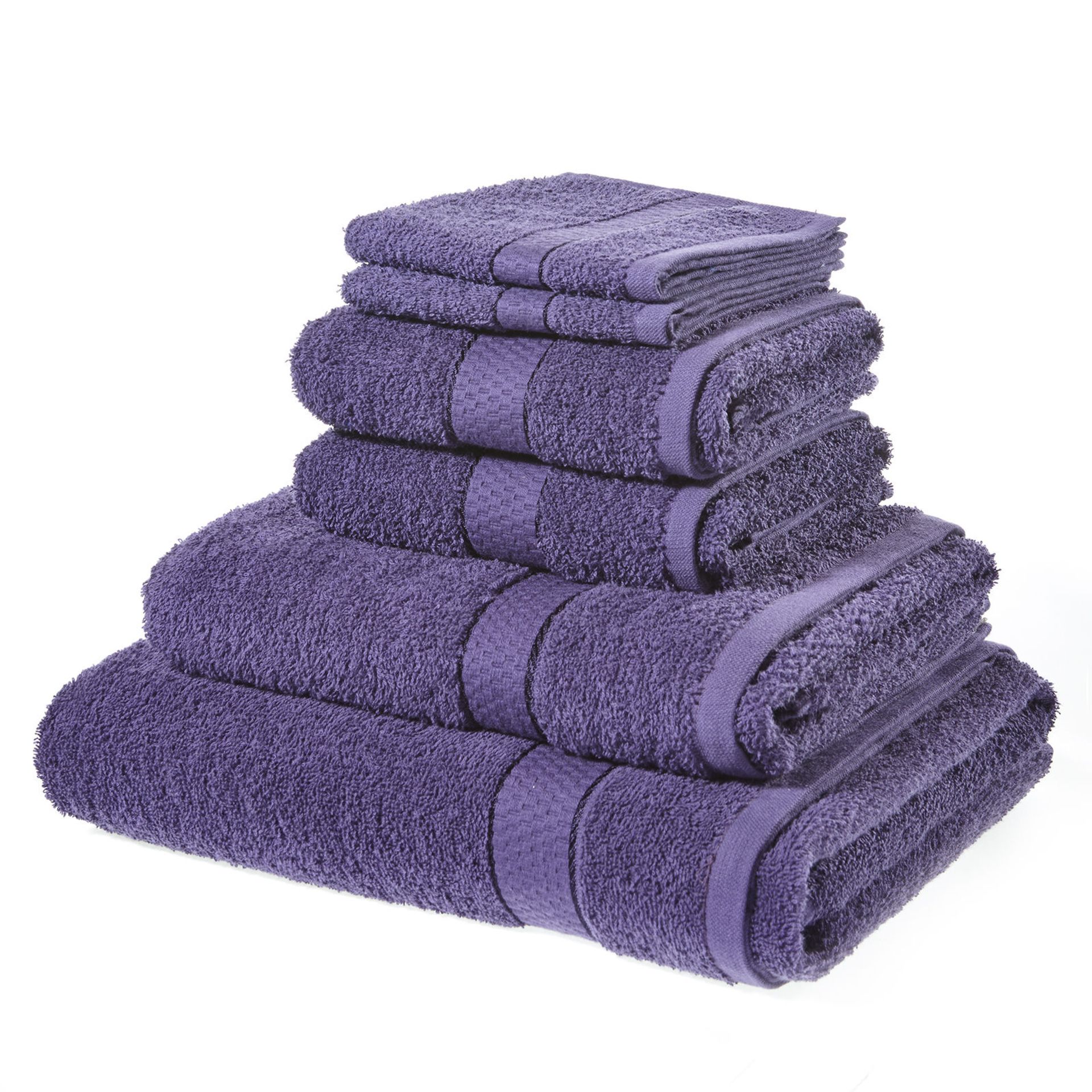 V Brand New Aubergine 6 Piece Towel Bale Set With 2 Face Towels - 2 Hand Towels - 1 Bath Sheet - 1