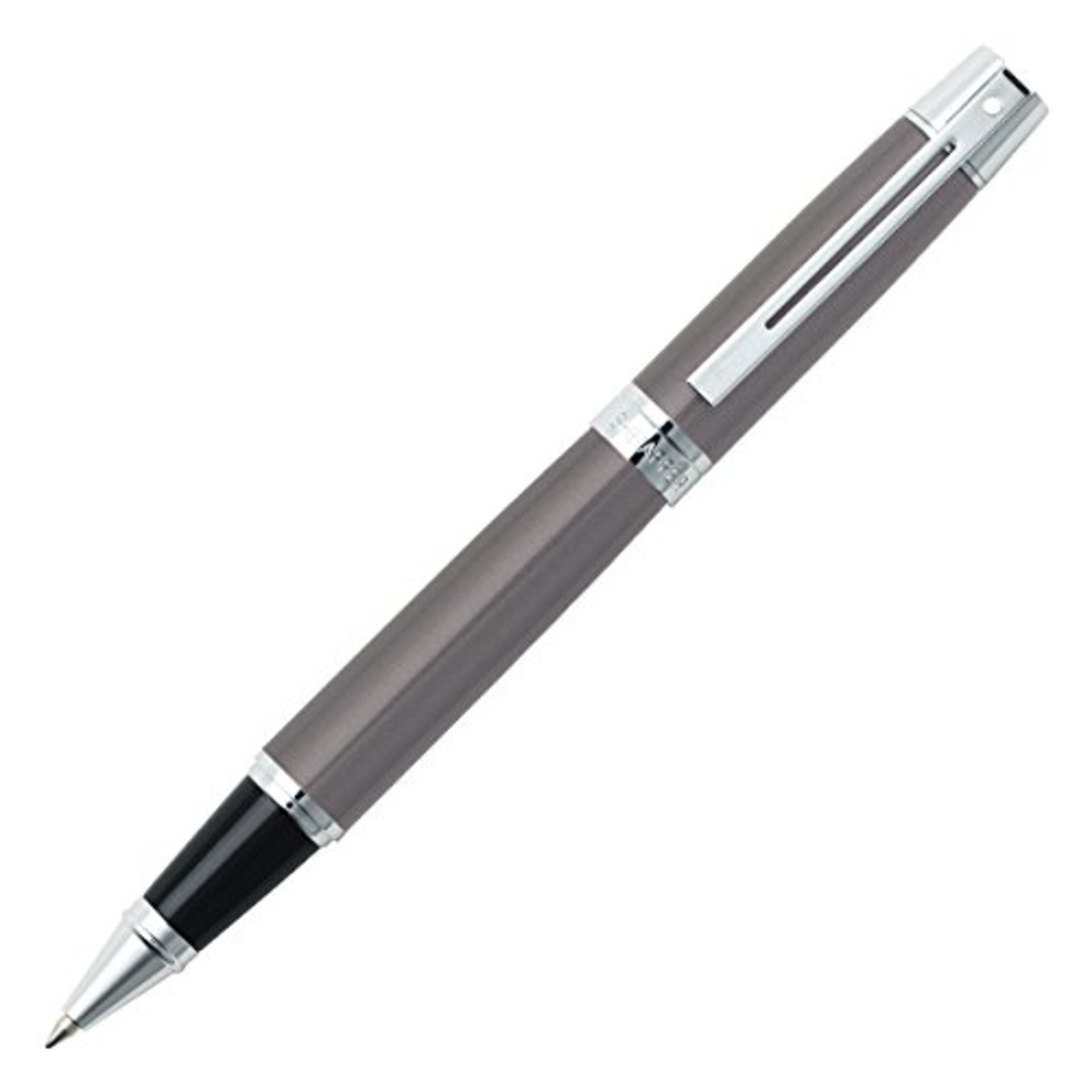 V Brand New Sheaffer 300 Metallic Grey Chrome Trim Rollerball Pen In Luxury Box RRP£39.50