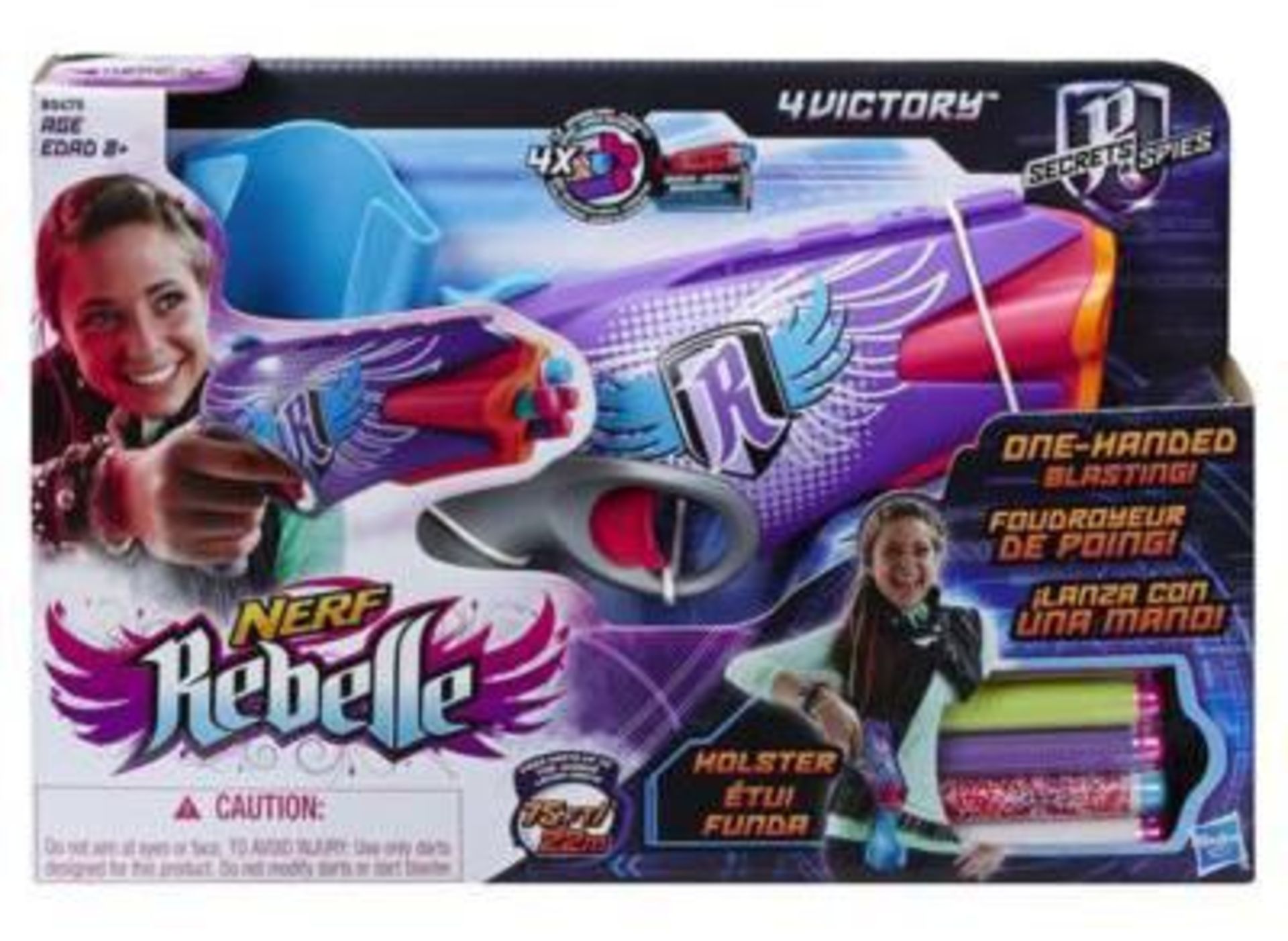 V Brand New Hasbro Nerf Rebelle Lumanate Blaster With 3 Darts With Glowing Tips - Fires Up To 26 - Image 2 of 2