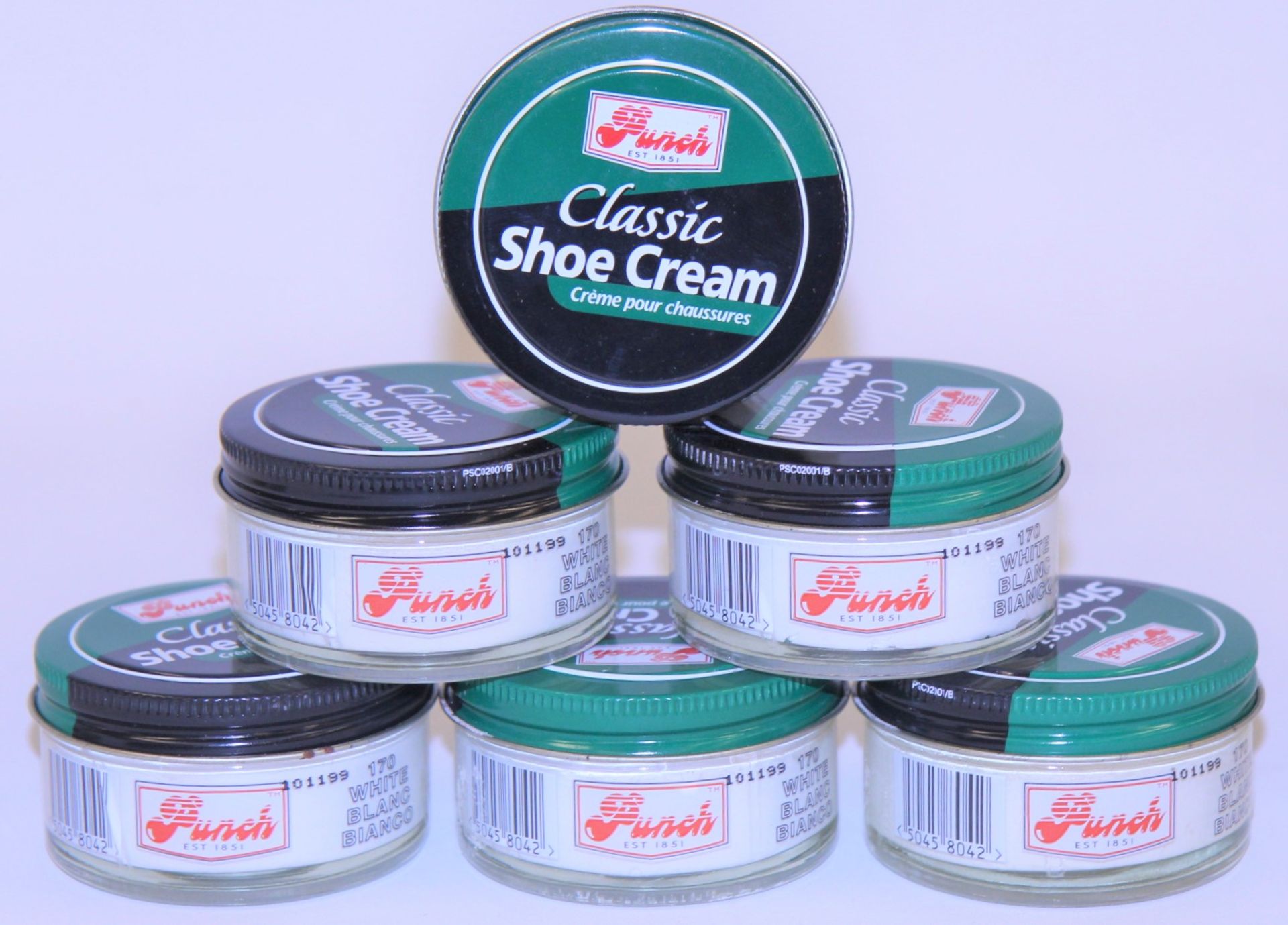 V Brand New A Lot Of Six 50ml Pots Punch White Classic Shoe Cream ISP £13.50 (Five Plus Shops)
