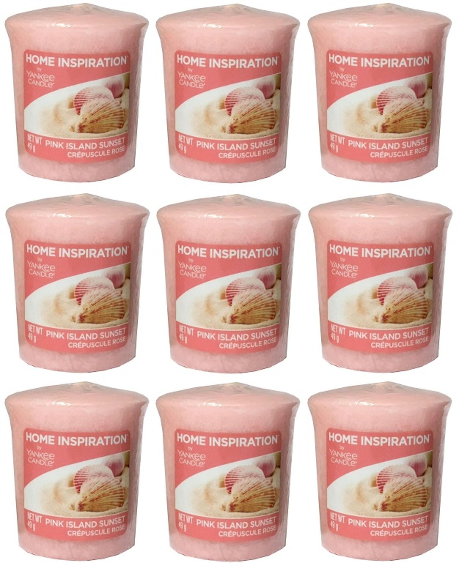 V Brand New 9 x Yankee Candle Votive Pink Island Sunset Scented Candle