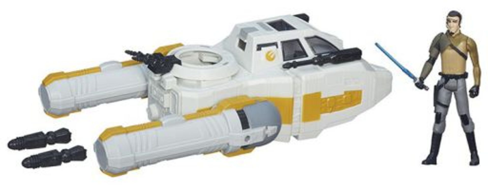 V Brand New Hasbro Star Wars Rebels Y-Wing Scout Bomber Kanan Jarrus-Armed With Proton Bombs & Laser