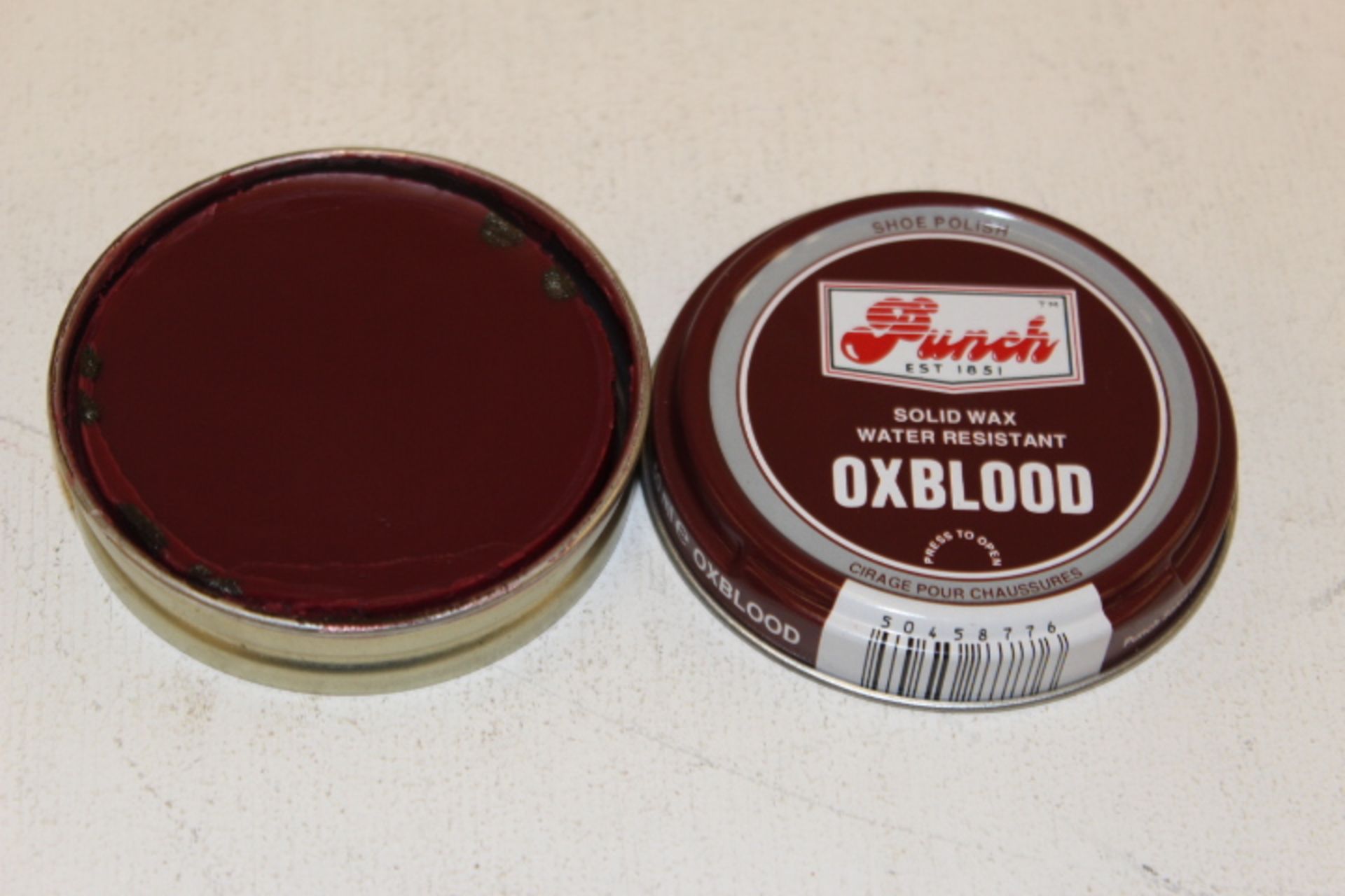 V Brand New Twelve 50ml Tins Punch Solid Wax Oxblood ISP £ 30