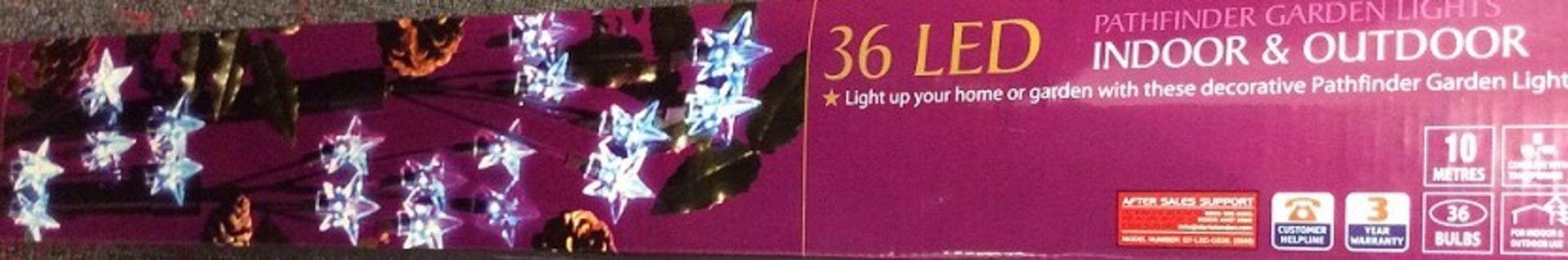 V Brand New Thirty Six Christmas Time LED Pathfinder Garden Star Lights-Indoor & Outdoor-10 Metres-