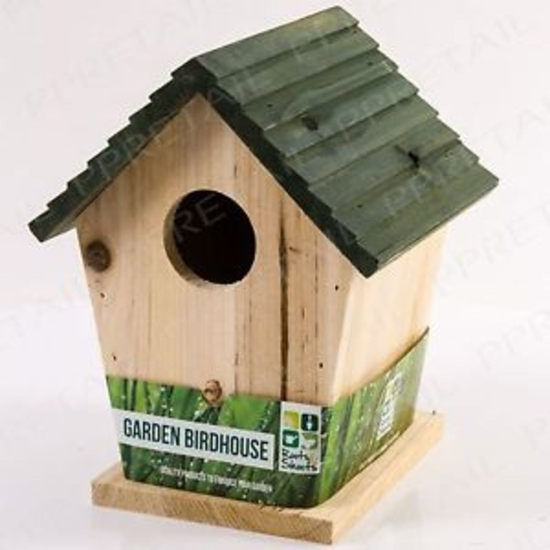 V Brand New Wooden Birdhouse With Pitched Roof And Perch
