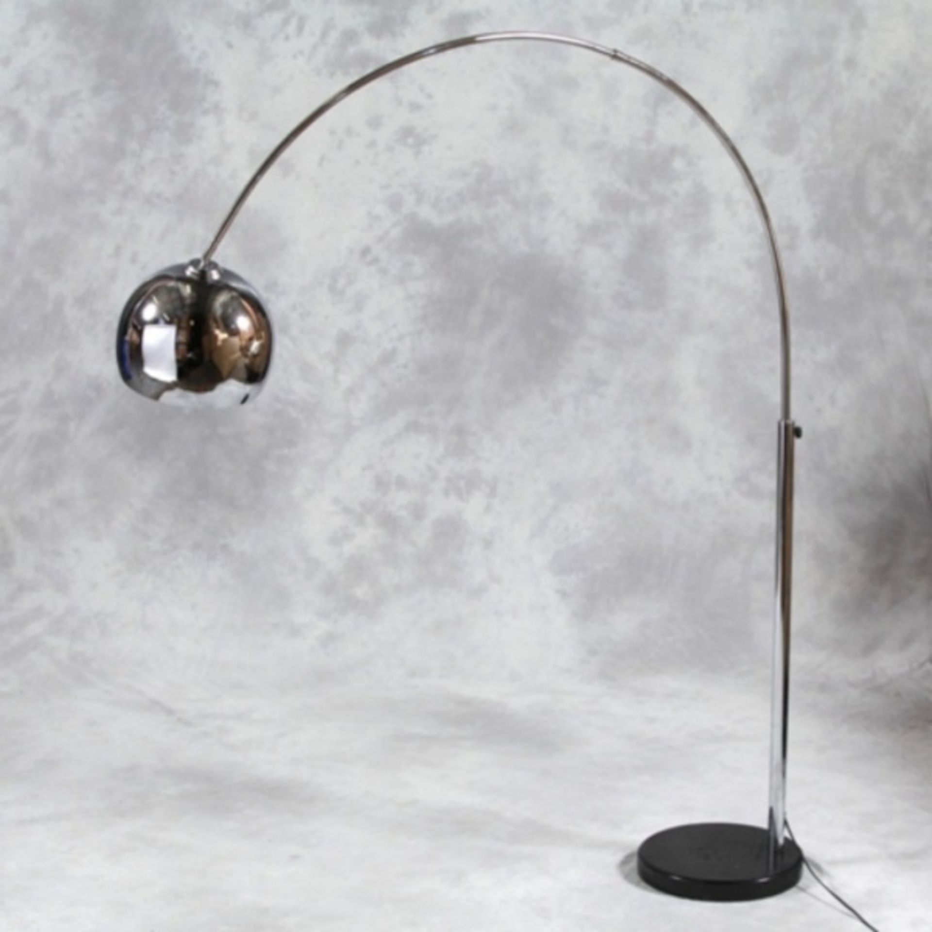 V Brand New Chrome Arc Style Lamp With Black Marble Base