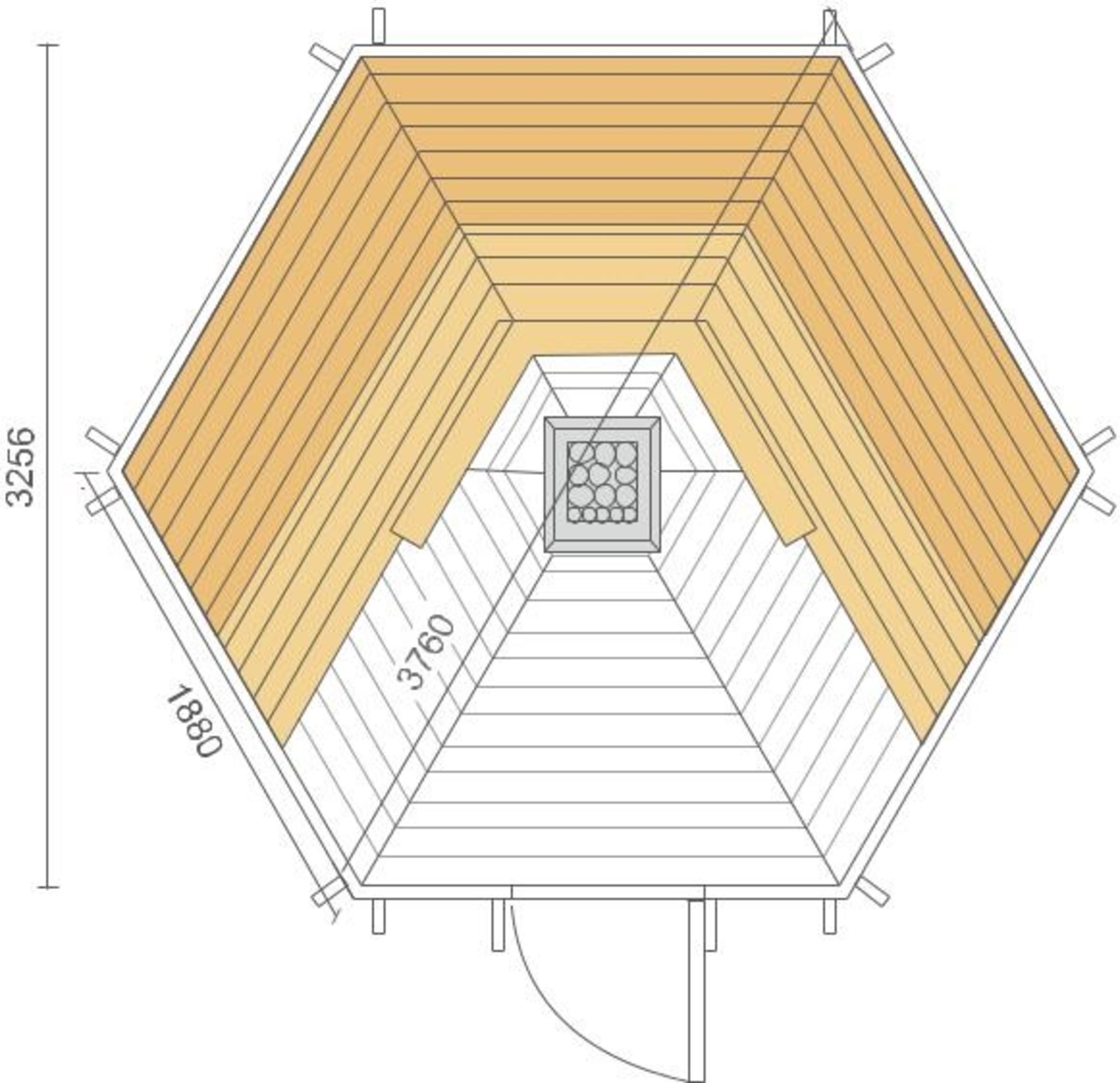 V Brand New 9.2m sq 6 Corner Spruce Sauna Cabin with 9KW Electric Heater - Pallet Dimesions 2.4 x - Image 2 of 2