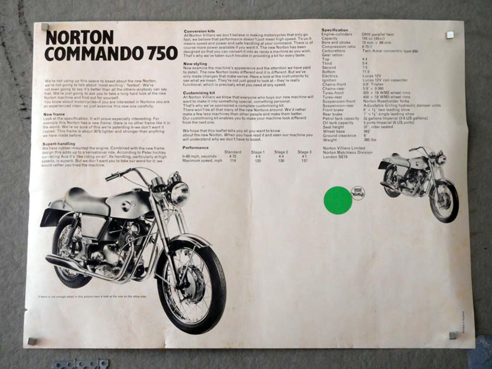 Norton Commando 750 Four-Part Poster / Brochure