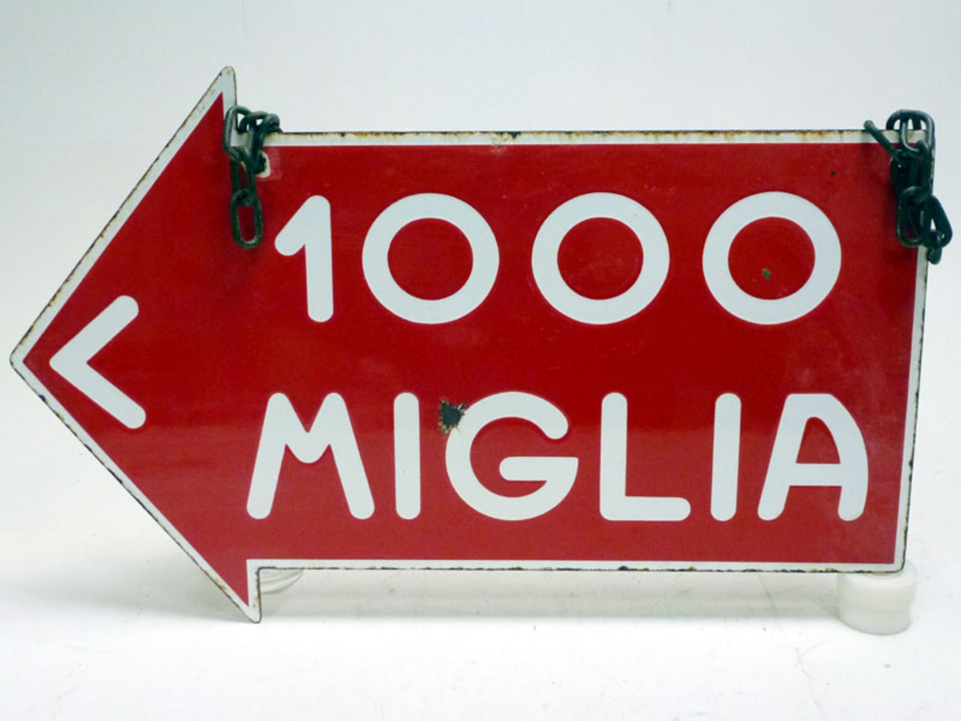 A Rare Mille Miglia Double-Sided Enamel Sign