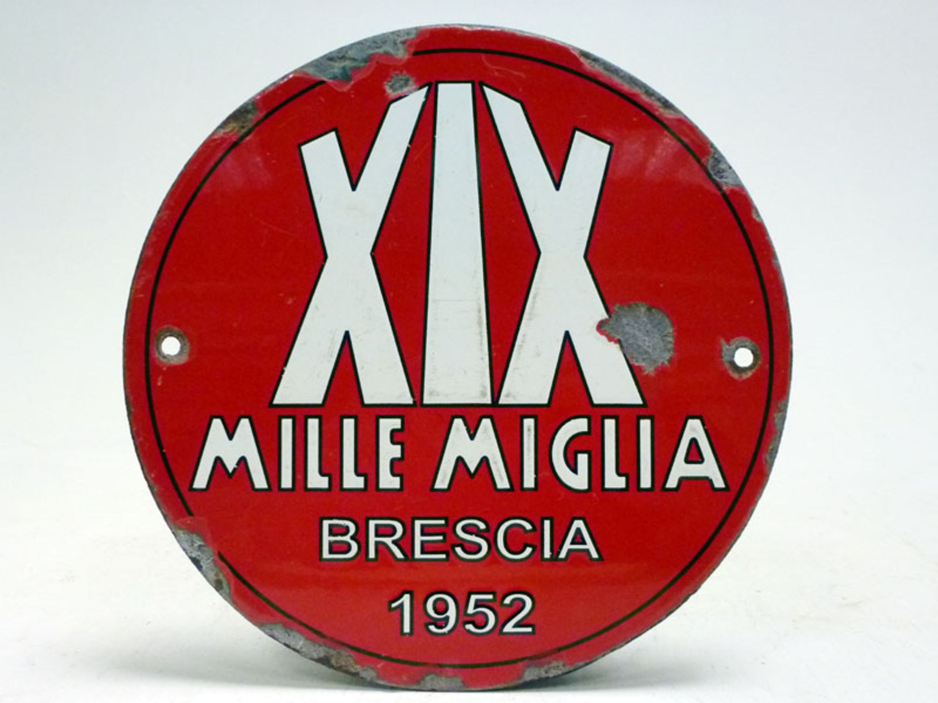 1952 Mille Miglia Control Point / Route Marker Enamel Sign