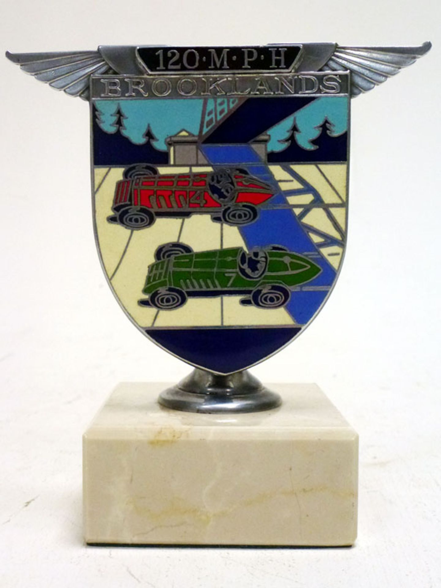 A Brooklands '120 MPH' Enamel Car Badge