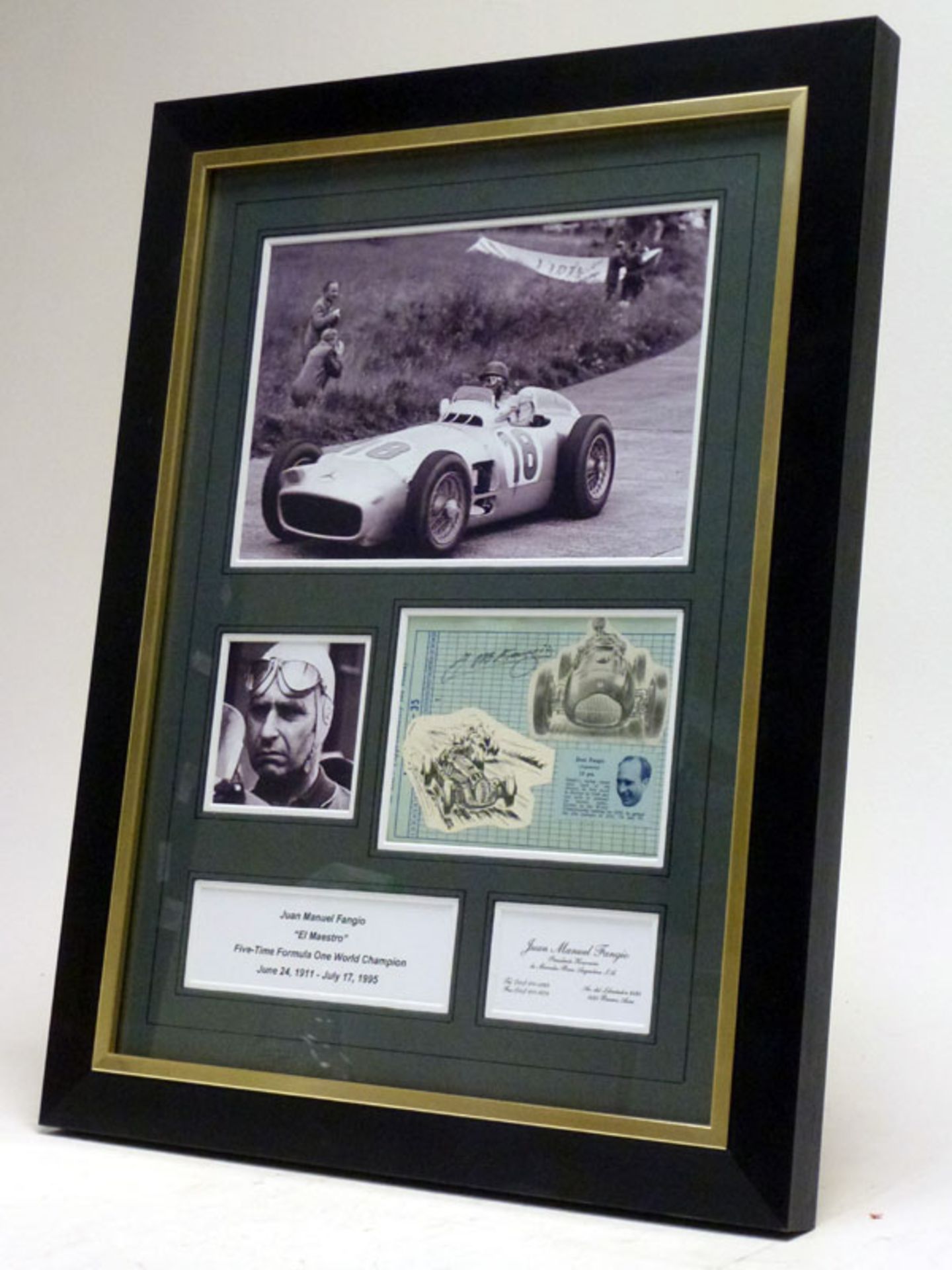 J.M. Fangio Signed Photographic Presentation