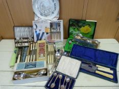 A quantity of various boxed cutlery etc