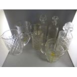 Four decanters and three jugs