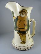 A large Royal Doulton Jug with the words 'Sir John Falstaff' to side and 'A Tapster is a good trade'