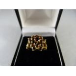 A 9ct Gold Garnet Cluster ring