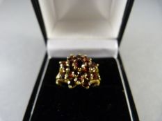 A 9ct Gold Garnet Cluster ring