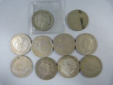 A Quantity of Half Crowns (10) Florins (3) One Shillings (7) and a quantity of six pences (15)