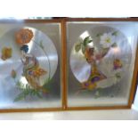A Pair of Michelle Emblam foil and Litho prints of floral ladies