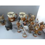 A quantity of Indian terracotta figures, two sylvanian figures etc