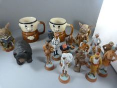 A quantity of Indian terracotta figures, two sylvanian figures etc