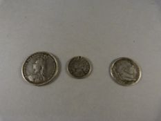 A Bullhead Sixpence, Victorian Shilling and an Italian Two Annas