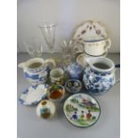 Decorative China to include Royal Crown Derby saucer, Georgian glassware and Selection of Wade
