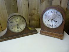 Two oak mantle clocks