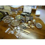 A quantity of silverplated items to include cutlery, candelabra etc