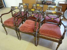 A set of six Regency style dining chairs with lattice work seats