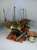 A Meccano engine and a Model ship A/F