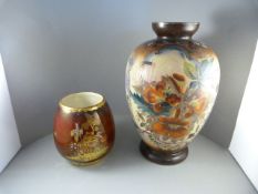 A Carlton Ware Rouge Royale Pagoda design vase (13cm) along with one other (29cm)