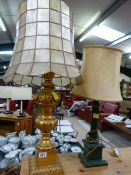 A large Gilt lamp, and one other