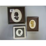 Four Framed silhouettes - three signed E.M