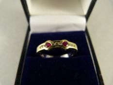 A 14ct Gold ring with Rubies and Diamonds