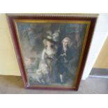 A Thomas Gainsborough print, two signed watercolours and an oil on board signed E M M