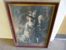 A Thomas Gainsborough print, two signed watercolours and an oil on board signed E M M