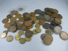 A quantity of British coins - to include Farthings, Half penny, and pennys etc in 2 bags