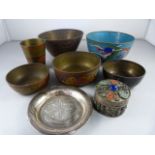A Chinese Blue Cloisonne Tea bowl, A continental hallmarked silver pin tray and various other