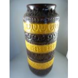 A West German tall brown and Orange ceramic Vase