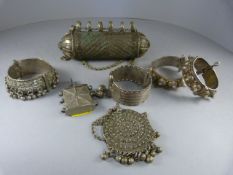 A collection of silver Eastern Jewellery (no hallmarks) to include four bangles, two matching