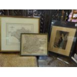 Two maps by john Cary and a print of Queen Victoria