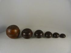 A set of six oriental nesting balls each carved with a unique landscape scene. (Repairs to largest)